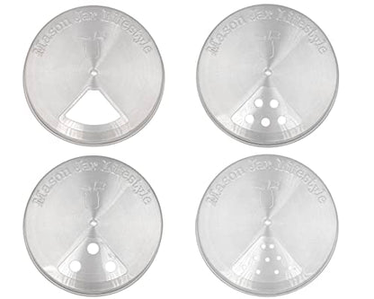 Mason Jar Lifestyle Adjustable Spice Shaker Lids for Wide Mouth Mason Jars – 4 Pack Stainless Steel Tops with Shaker and Pour Options – Seasoning Dispenser Lids - size: Wide Mouth