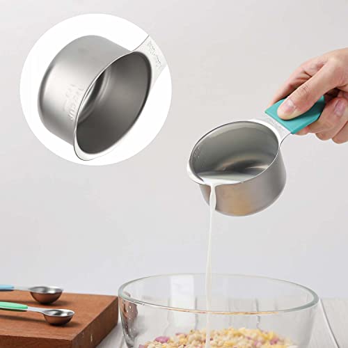 Magnetic Measuring Cups and Spoons Set Including 7 Stainless Steel Heavy Duty Measuring Cup 8 Double Sided Measuring Spoons with 1 Leveler for Dry and Liquid Ingredients (Color) - color: Color