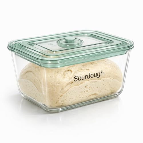 3L/101 oz Sourdough Starter Jar, Sourdough Bread Baking Supplies, Wide Mouth Glass Jar with Airtight Lid, Sour Dough Tools Kit, Food Storage Container for Kitchen Countertop, Rectangle, Clear - size: Rectangle