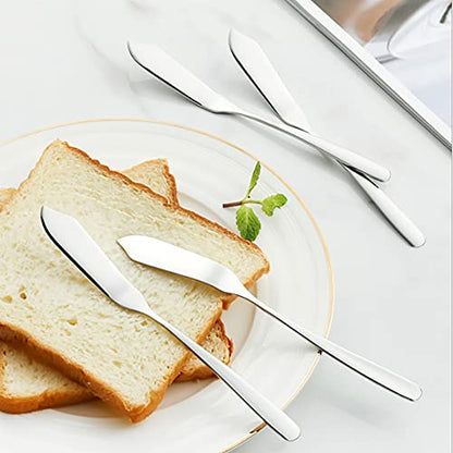 VANRA Cheese Spreader Knife Set 4-Piece Stainless Steel Butter Knife Small Sandwich Condiment Jam Bread Cream Canape Knives Spatula 5.9-inch - size: Pointed Tip