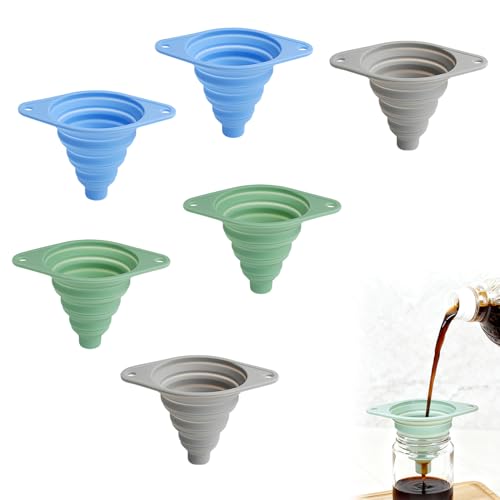 Kitchen Funnel Set 3 Pack, Food Grade Silicone Collapsible Funnel,Small Funnels for Filling Small Bottles, Easy Clean & Space-Saving ﻿ (6Pcs) - color: 6Pcs