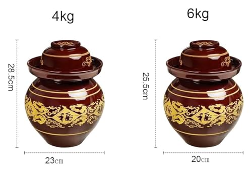 Traditional Chinese Porcelain Pickle Jar - Ceramic Fermentation Crock with Water Seal Airlock Lid for Kimchi and Sauerkraut(6kg) - size: 6kg