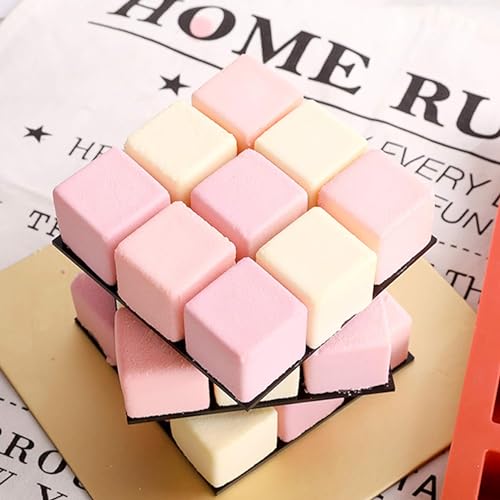 OCPO Kitchen 3D Cube Silicone Mold for Baking Mousse Cake, Square Baking Molds for Chocolate Candy Pastry Truffle Cupcake Jelly Cookie Pudding, Square Shape (15-Cavity) - style: Small Cube (15-Cavity)