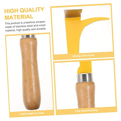 2pcs Stainless Steel Wooden Beehive Knife Dual Purpose Beekeeping Tool Lifter Scraper Ergonomic Handle for Easy Use