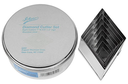 Ateco 8pc Stainless Steel Diamond Shaped Cutter Set - size: Plain Edge, style: #5259 Diamond, 8 pcs