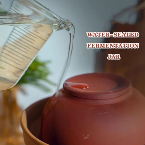 Old-Style Unglazed Fermentation Tank, Water-Sealed Kimchi Jar, High-Temperature Fired Kaolin, Double-lid Design(4.5kg/158.7oz) - size: 4.5kg/158.7oz