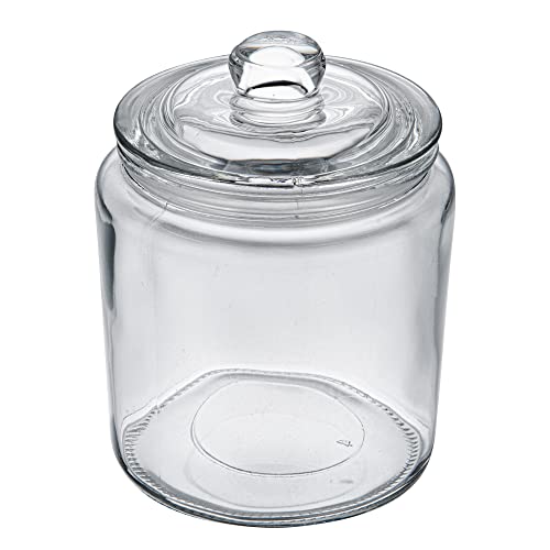 Restaurantware Vetri 0.2 Gallon Glass Storage Jar 1 Dishwashable Glass Cookie Jar - Airtight Seal Wide Opening Clear Glass Candy Jar Knob Handle Lid For Kitchen Laundry Or Storage - size: 0.2 gal