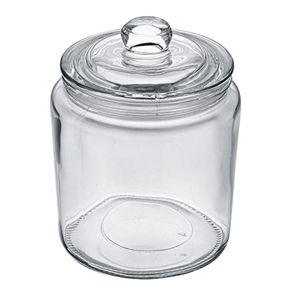 Restaurantware Vetri 0.2 Gallon Glass Storage Jar 1 Dishwashable Glass Cookie Jar - Airtight Seal Wide Opening Clear Glass Candy Jar Knob Handle Lid For Kitchen Laundry Or Storage - size: 0.2 gal