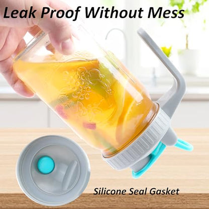 Mason Jar Pitcher Wide Mouth 32 OZ 2 Pack Glass Pitcher With Handle And Pour Spout Lid Airtight And Leakproof Water Jug With Flip Cap For Iced Coffee, Milk, Beverage, Lemonade, Iced Tea - color: 32 OZ 2PC