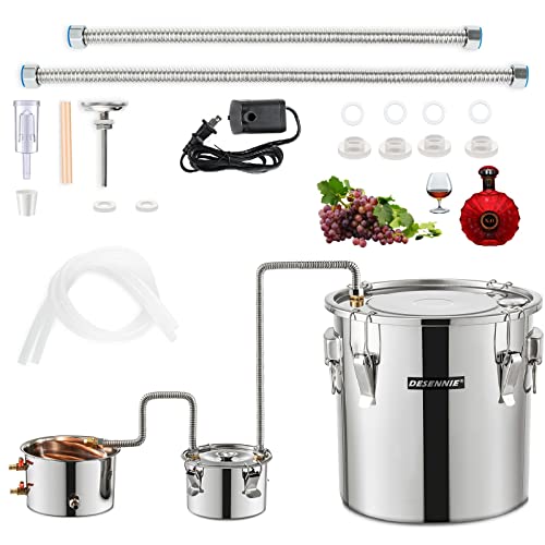 Shine Still Alcohol Distiller Home Brewing Distillery Kit 13 .2 Gallon with Stainless Pot and Thumper Keg Water Pump Copper Coil for DIY Whisky Brandy Wine Making - size: 13.2GAL/50L With Stainless Thumper