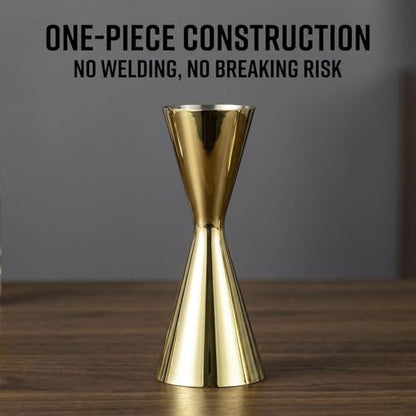 Gold Japanese Jigger 1oz/2oz Double Cocktail Measuring Jigger with Internal Markings (10ml/20ml, 30ml/45ml), Heavy Duty 18/8 Stainless Steel Mirror Finish Bar Tool for Bartending - color: Gold
