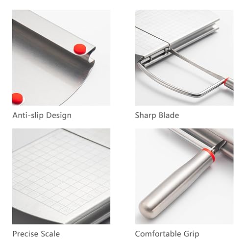 Multipurpose Cheese Slicers, Stainless Steel Cheese Cutter with Blade for Block Cheese, silver