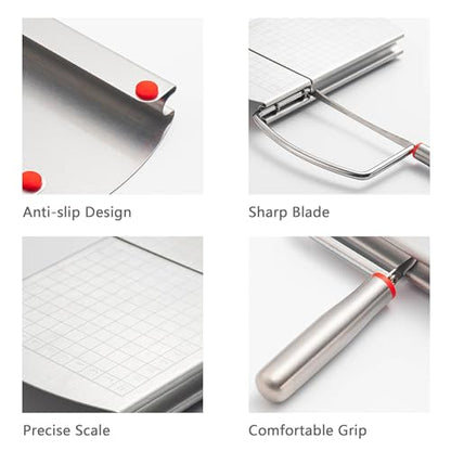 Multipurpose Cheese Slicers, Stainless Steel Cheese Cutter with Blade for Block Cheese, silver