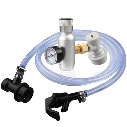 PERA Mini Keg Dispenser kit - Beer Line assembly with Picnic Tap and 0-60psi Beer Keg Charger CO2 Dispenser with Gas and Liquid Ball Lock Disconnect for Homebrewing