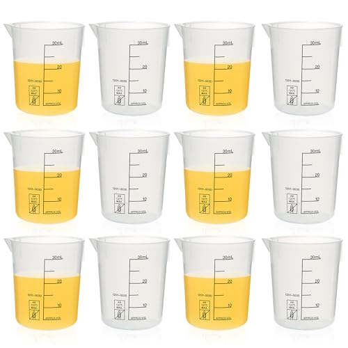 ULAB Scientific Stackable Graduated Plastic Beakers, 12pcs of Vol.30ml(1.01oz), with Easy-to-Read Printings in Black, UBP1020 - style: 12pcs of Vol.30ml with black printings