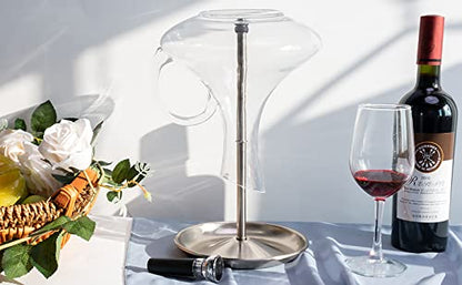 Wine Decanter Drying Stand with Silicone Head to Prevent Scratches-Detachable Shelf Decanter Rack Holder with Drip Catching Base with Wine Bottle Stopper, Decanter and Wine Glass NOT Included - style: Decanter Drying Stand D