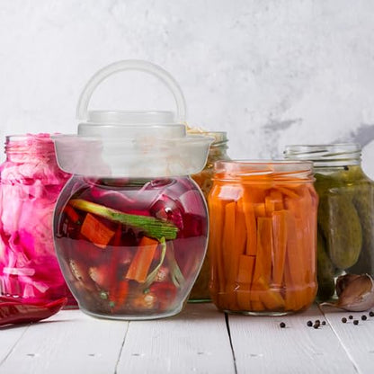 Garneck 6pcs Transparent Pickle Storage Jars with Handles Sealing Fermenting Crocks for Vegetables Household Venting Jar for Kimchi Sauerkraut and Pickling