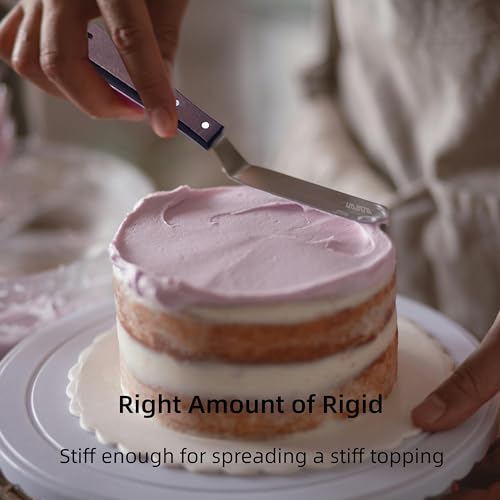 Cake Decorating Angled Icing Spatula Set of 6 8 & 10 Inch Wooden Handle Stainless Steel Offset Frosting Spatulas - size: offset spatulas 6 8 10 inches