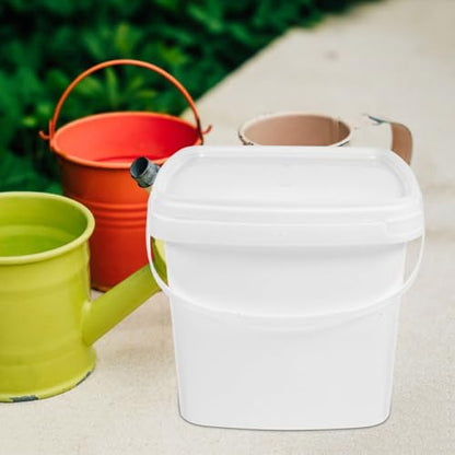 Cabilock 2pcs 5l Square Plastic Buckets with Lids, Food-grade Plastic Small Storage Containers, Portable Handheld Water and Snack Storing Canisters for Kitchen and Household Use