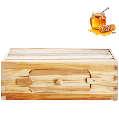 Happybuy Bee Hive Medium Box Starter Kit, 100% Beeswax Coated Natural Fir Wood, Langstroth Beehive Kit with 10 Frames and Foundations
