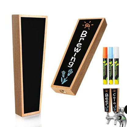 2PCS Wooden Keg Taps Handles Chalkboard Beer Tap Handle Keg Handle for Standard Kegerators Beer Faucets with Pens,Gift for Beer Lovers,Bars,Home Party - size: 2PCS-Classic Wood Handles