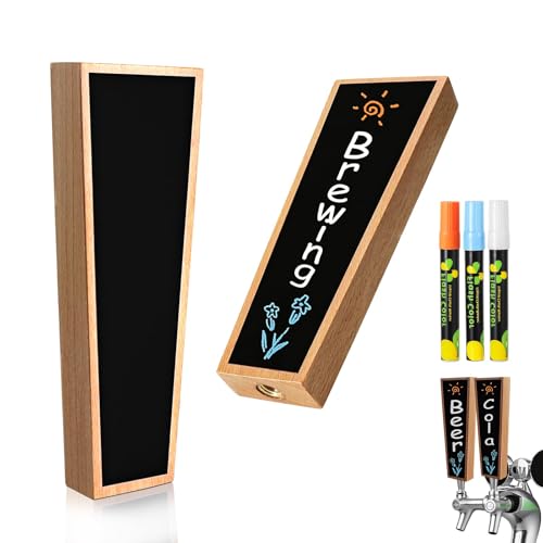 2PCS Wooden Keg Taps Handles Chalkboard Beer Tap Handle Keg Handle for Standard Kegerators Beer Faucets with Pens,Gift for Beer Lovers,Bars,Home Party - size: 2PCS-Classic Wood Handles