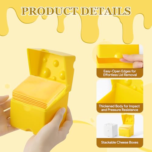 2Pcs Sliced Cheese Slice Holder Container for Refrigerator, Cow Cheese Storage Container for Fridge with Flip Lid, Butter Block Cheese Keeper Saver Box,Kitchen Gadget for Saving Cheese