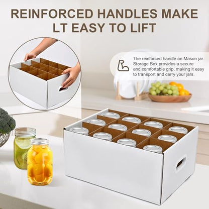 3 Pcs White Canning Jar Storage Boxes, Fits 32 oz Regular or Wide Mouth Jars, 12 Cells, Mason Jar Organizer - color: 3pcs White