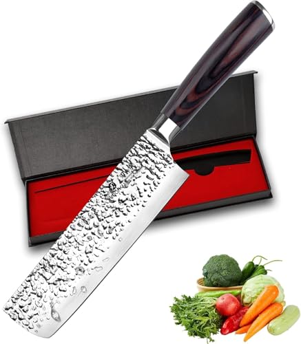 imarku Nakiri Knife,7 Inch High Carbon Stainless Steel Japanese Chef Knife,Razor Sharp Chopping Vegetable and Meat Cleaver Kitchen Knife with Ergonomic Handle,Birthday Gift - color: Dark Brown/Coffee