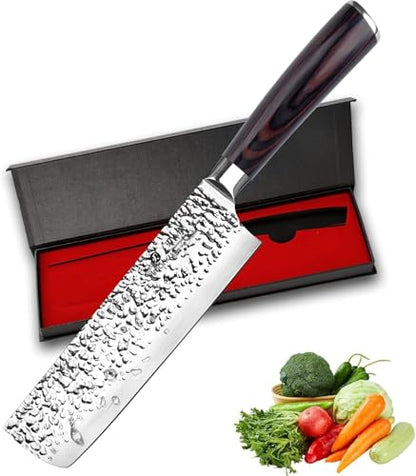 imarku Nakiri Knife,7 Inch High Carbon Stainless Steel Japanese Chef Knife,Razor Sharp Chopping Vegetable and Meat Cleaver Kitchen Knife with Ergonomic Handle,Birthday Gift - color: Dark Brown/Coffee