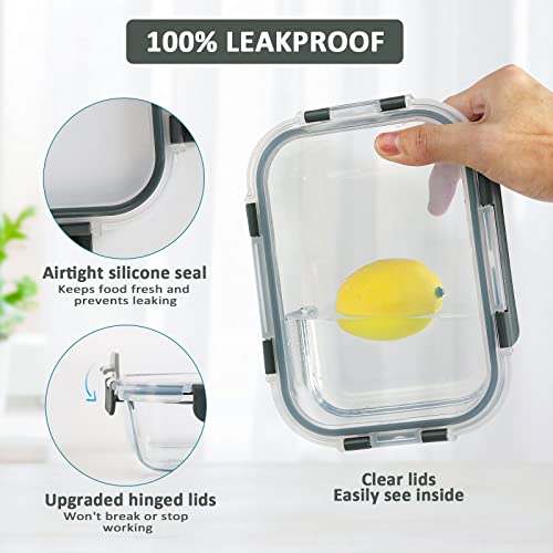 M MCIRCO 67.4oz(8.3 cup), 33.8oz(4.2 cup)& 18.6oz(2.1 cup) Extra Large Glass Food Storage Containers Set with Lids, 6 Pack Airtight Glass Storage Container for Microwave,Oven,Freezer Dishwasher - size: 6pcs