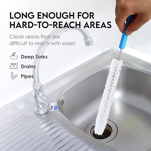 Turbo Microfiber Bottle Brush Cleaner Pack - Set of 5 Bottle Brushes for Cleaning Baby Bottles, Water Bottles, Tumblers, Wine Decanters, Flask, Bong, Vase Cleaner - One Straw Cleaner Brush