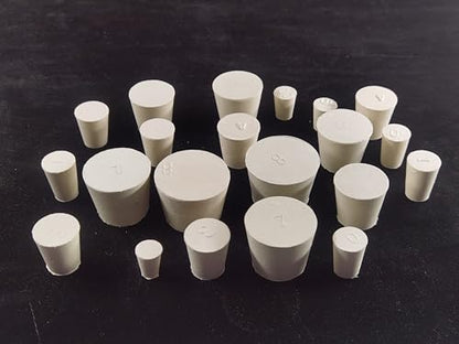 White Rubber Stoppers Assorted 000# - 8#,22Pack,8mm to 42mm,Also as Lab Rubber Stopper Used for Sealing Balloon Bottles,Water Tank Etc (Each Size 2 Pieces)