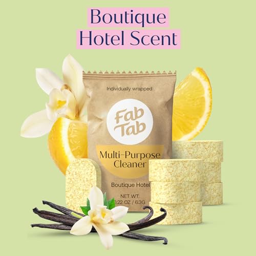 Fab Tab Multi Purpose Cleaner Cleaning Tablets, Eco-Concious Refillable Glass Bottle System with Boutique Hotel Scent, Safe For Family and Pets - Chemical-Free, Plastic-Free - 3 Count