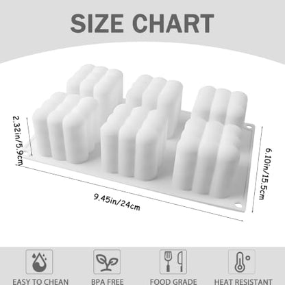 Silicone Bubble Cube Molds for Candle Making, 3D 6-Cavity French Dessert Molds for Baking Mousse Cake Ice Cream - color: White(R0010)