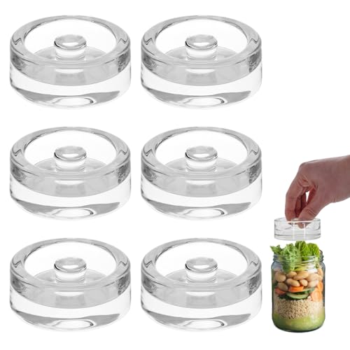 6Pcs Wide-Mouth Fermentation Glass Weight Set With Easy Grip Perfect For Home Brewing, Pickling, Canning, Fermented Fruits, Sauerkraut, Kimchi And More. (6)