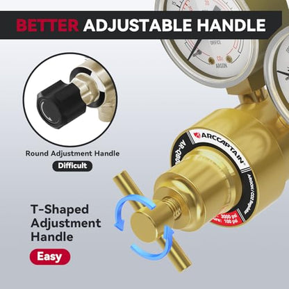 ARCCAPTAIN Argon CO2 Regulators, Welding Regulator for MIG and TIG, 0-4000 PSI, 0-30+ CFH, CGA580 and CGA320 Inlet Connection - style: 0-4000 PSI with CGA320