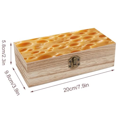Cheese Texture Wooden Storage Box with Hinged Lid And Front Clasp Large Keepsake Box