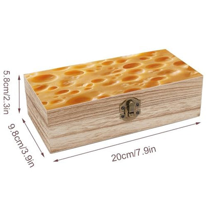 Cheese Texture Wooden Storage Box with Hinged Lid And Front Clasp Large Keepsake Box