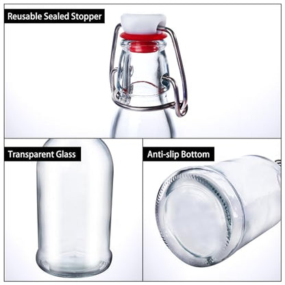 6 Pack 16oz Swing Top Glass Bottles, 500ML Glass Brewing Bottles with Airtight Stoppers for Beer, Kombucha, Kefir, Vanilla Extract(Bonus Gaskets and Funnel) - size: 16oz