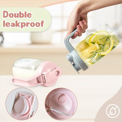 2 Pack Wide Mouth Mason Jar Lids V-Shaped with Handle, Mason Jar Pour Spout Lid with Extended Flip Lid Easy to Open, Airtight Leak Proof and Durable - color: purple, size: 2pcs