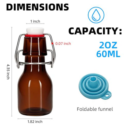 1Pc Amber Swing Top Brewing Bottles with Leak Proof Easy Caps, Glass Beer Bottle Flip Top Bottles For Kombucha, Kefir, Vanilla Extract, Beer (2oz Round)