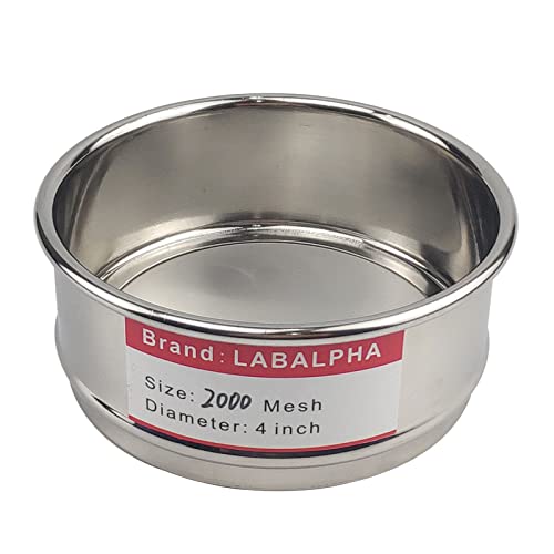 LABALPHA 2000 Mesh Lab Sieves, Test Sieve #2000 Mesh, 4'' Diameter, 304 Stainless Steel Wire Cloth (0.0065mm) - size: 2000 mesh (0.0065mm)