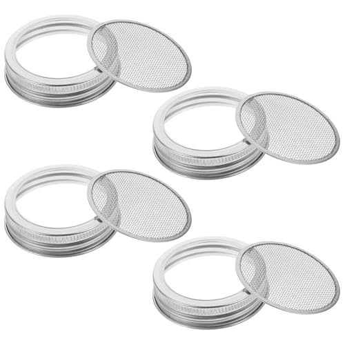VALICLUD 4Pcs Stainless Steel Sprouting Jar Lids 70Mm Wide Mouth Mason Jar Screens Ventilation Covers for Growing Alfalfa Mung Bean Sprouts