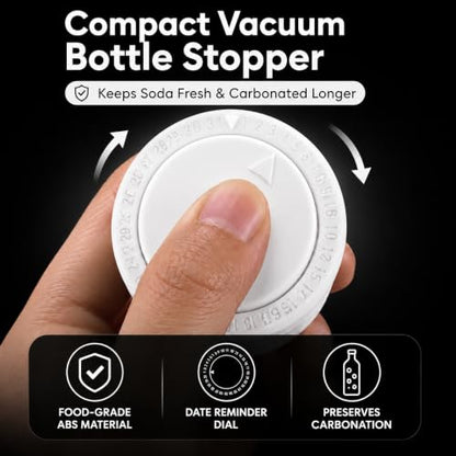 GOCHA 2 PCS Vacuum Soda Bottle Stoppers, Silicone Fizz Keeper Caps, Carbonation Preserver for Soda, Sparkling Water, Soft Drinks & Beer Bottles, Reusable Leak Proof Bottle Sealer | (White) - color: White