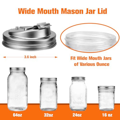 Palksky Mason Jar Drinking Lids,Stainless Steel Wide Mouth Mason Jar Sip Lid accessories,Anticracking Leak Proof Seal Flip Cap Cover Airtight Accessories for Drink,2Pack - style: Mason Jar Drinking Lids 2PCS