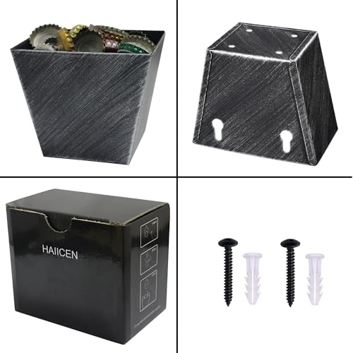 Antique Silver Beer Cap Catcher Wall Mount Stainless Steel Bottle Cap Bucket with Drain Holes for Outdoor BBQ Post - color: Aged Silver