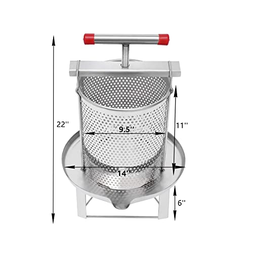 Fruit Wine Press 3.3 Gallon Manual Grape Presser for Wine Juice Making DIY Large Fruit Honey Presser Apple Cider Grape Juice Press Extractor - color: 3.3 Gallon