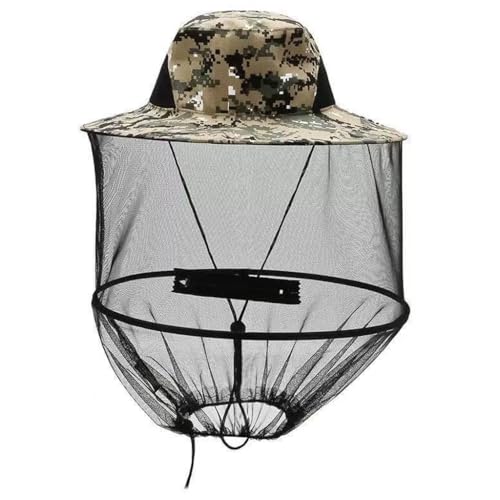 Mosquito Net Hat Adjustable Beekeeper Hat Lightweight & Foldable Bug Head Net for Outdoor Hiking Camping UV Protection Polyester Mesh for Men & Women Grey