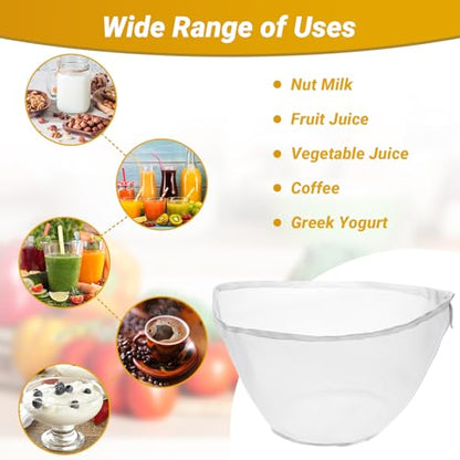 Cheesecloth Bags for Straining, 5 Pack, Bowl-Shaped Reusable Fine Mesh Nylon Juicing Bag for Straining Almond/Oat/Soy/Nut Milk, Cheese, Tea, Yogurt, Juice, Dumpling Fillings, Coffee (Large) - size: Large